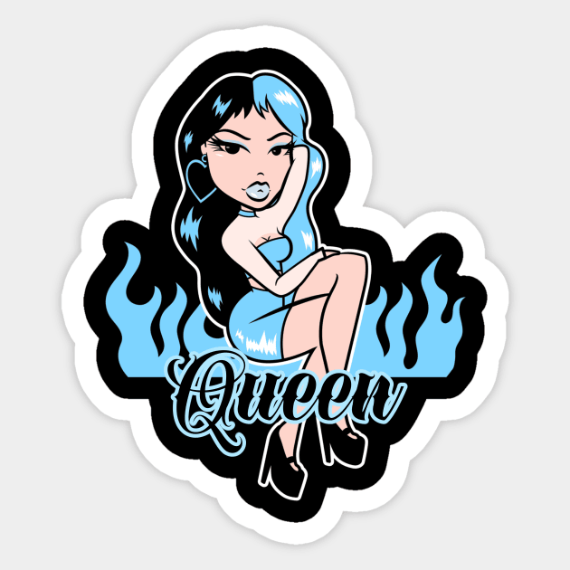 Queen Girl Doll Light Blue v2 Sticker by Just In Tee Shirts